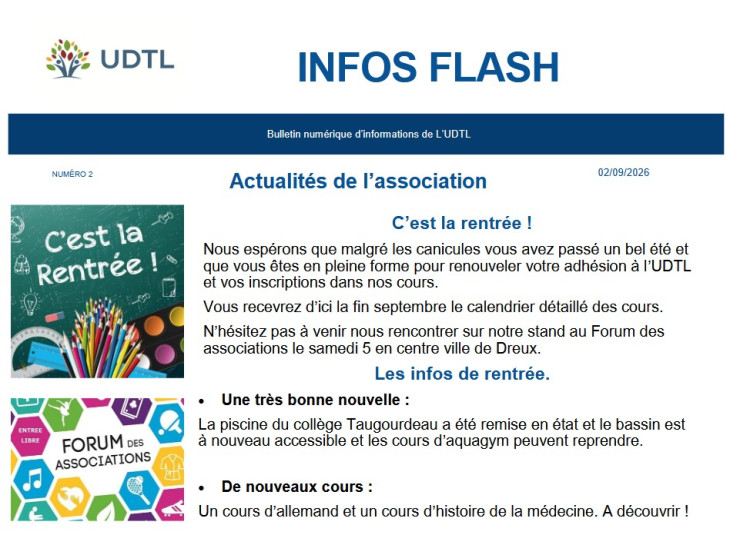 Infos Flash - Septembre 2026